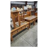 5 PC WOOD AND SLATE TABLE SUITE