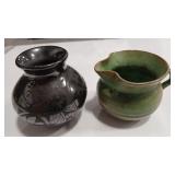 GREENWARE MINI EWER & ANA  TRILLO SIGNED MINI VASE