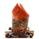 RED AGATE FLAME TOWER 203G & METAL BASE