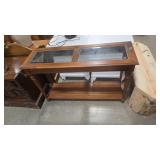 WOOD AND GLASS TOP ENTRY TABLE