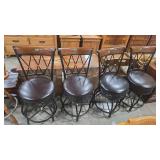 4 WOOD/ LEATHER/ METAL SWIVEL COUNTER HEIGHT STOOL