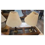 2 WOOD AND BRASS ACCENT LAMPS