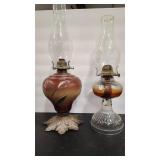 PRESSED GLASS ANTQ KEROSENE LAMP & VTG GLASS LAMO