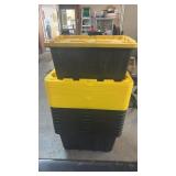 11 BLACK & YELLOW STORAGE TOTES W/ LIDS