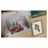 MERRY CHRISTMAS CANVAS PICTURE & JOY PINECONE