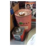 2 POWDER CANS, EMPTY