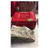 STONE BOOK END & FIRST ALERT LOCKING RED METAL BX