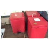 3 RED FOOT OPERATED WASTE CANS