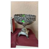 NICKEL PLATED DISH W/ STERLING CHERUB INSERT