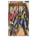 BOX OF PLIERS & MISC