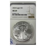 2024 SILVER EAGLE ONE OUNCE MS69 GRADE