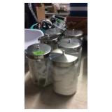 6 JARS OF MEDICAL SUPPLIES, SWABS, SYRINGES, GAUZE
