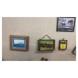 FRAMED EAGLE PHOTO & BISON DECOPAGUE, DECOPAGUE