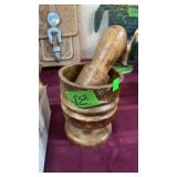 WOODEN MORTAR & PESTLE