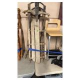 2 KIDS SLEDS, STOOL, ICE SKATES, HEATER, VEGGIE