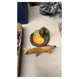 CARVED WOOD HORSE & DENMARK BEAR ASHTRAY