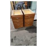 TWO 3 DRAWER BASE CABINETS W/ COUNTER TOP & PULL