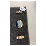 3 925 SILVER RINGS- WHITE &MULTI COLORED