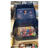 BLUE FILE BOX W/ COMIC BOOKS INSIDE