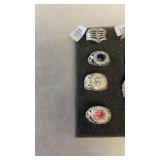 4 925 RINGS- PINK, BLUE & 2 WHITE STONES