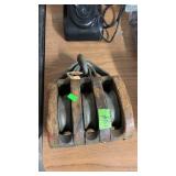 ANTIQUE  WOOD 3 CABLE PULLEY