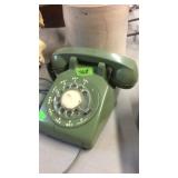 VINTAGE ROTARY DIAL TELEPHONE, GREEN