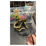 INDUSTRIAL LAMP & TOTE OF MINIATURE CARS/TRUCKS