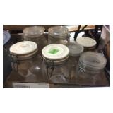GROUP OF JARS W/ GLASS LIDS