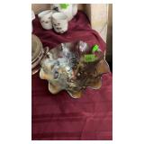 CARNIVAL GLASS FOOTED DISH