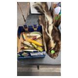 BX OF FISHING LURES & SKUNK PELT