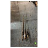GROUP OF FISHING POLES & REELS