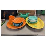 GROUP OF FIESTA WARE-ORANGE, GREEN & YELLOW