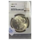 1881-S MS 63 MORGAN SILVER DOLLAR