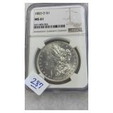 1883-O MS 61 MORGAN SILVER DOLLAR