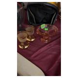 PINK DEPRESSION DISH & PR OF BOHEMIA GLASSES