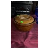 BROWN STONE WARE DISH W/ LID
