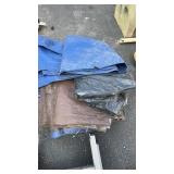 2 TARPS & BLACK PLASTIC & BLUE TARP