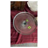 BLUE DEPRESSION GLASS CAKE PLATE