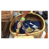 WOVEN LEATHER WRAPPED HANDLE BASKET