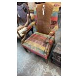 UPHOLSTERED CHAIR W/ STEER HIDE ACCENT