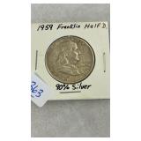 1959 FRANKLIN SILVER HALF DOLLAR