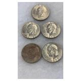 5 EISENHOWER DOLLARS