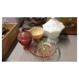 FOOTED DEPRESSION GLASS CANDY DISH, SMALL COVERED