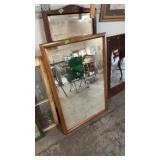 OAK MIRROR & MAHOGANY BEVELED MIRROR