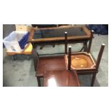 COFFEE & END TABLE SET, GLASS TOP DESK