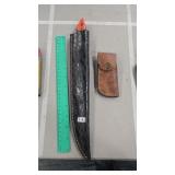 2 DAMASCUS KNIVES W/ SHEATHS