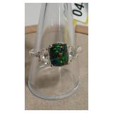 925 BOULDER OPAL COLOR & CZ RING