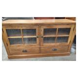 MISSION STYLE GLASS FRONT ENTERTAINMENT STAND