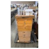LANGSTROTH BEEHIVE SET W/ BOXES, SMOKER, ASSORTED