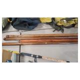 4 WOOD CARVED WALKING STICKS 44'-50' LENGTH